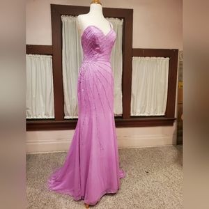 Orchid One Shoulder Beaded Gown